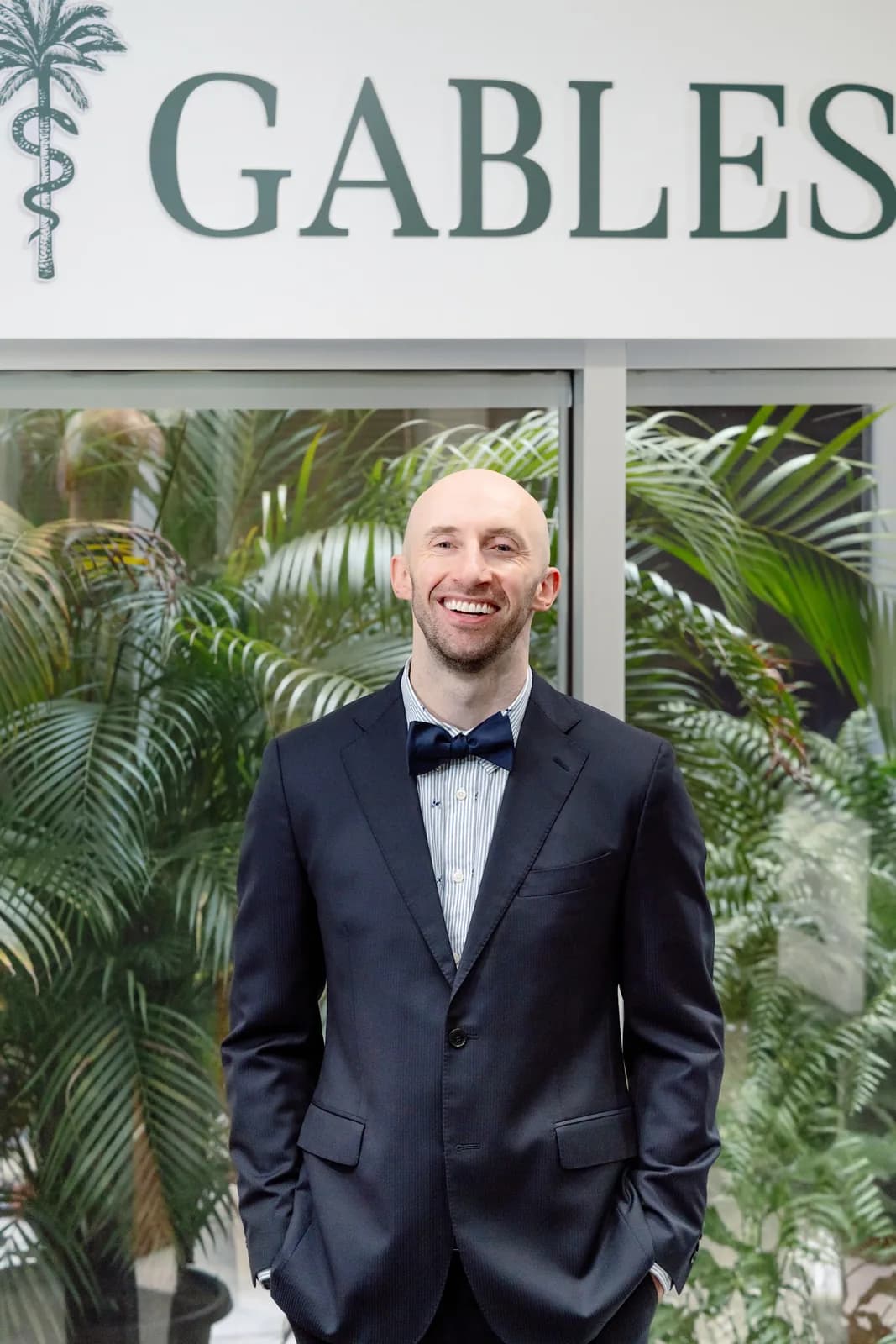 Dr. Tristan Steinberger outside the Gables Pain entrance in Coral Gables